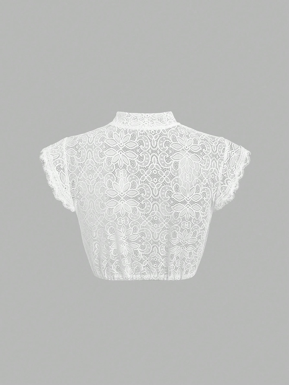 Sheer white lace dirndl blouse, back view