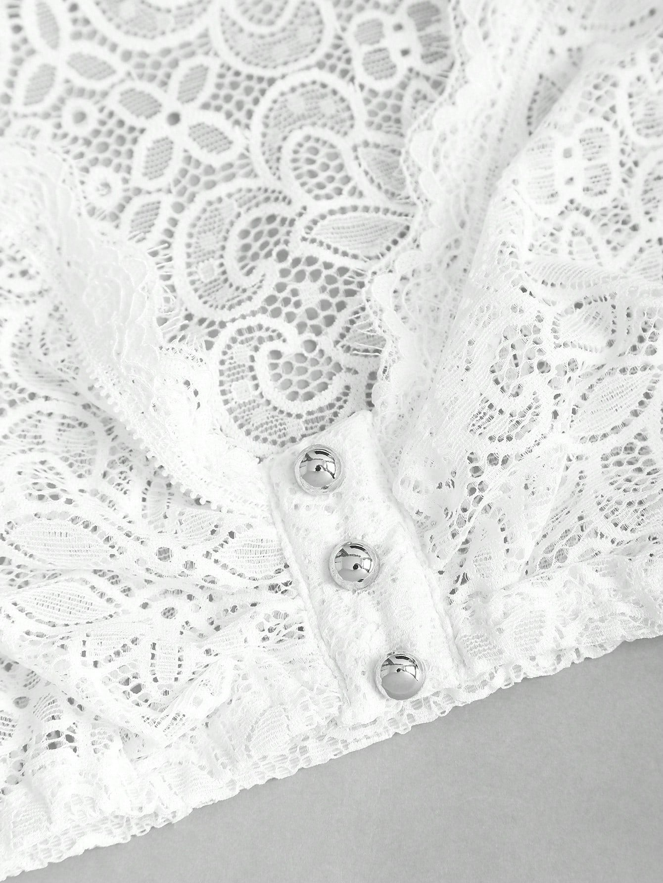 Silver-tone ball button placket detail