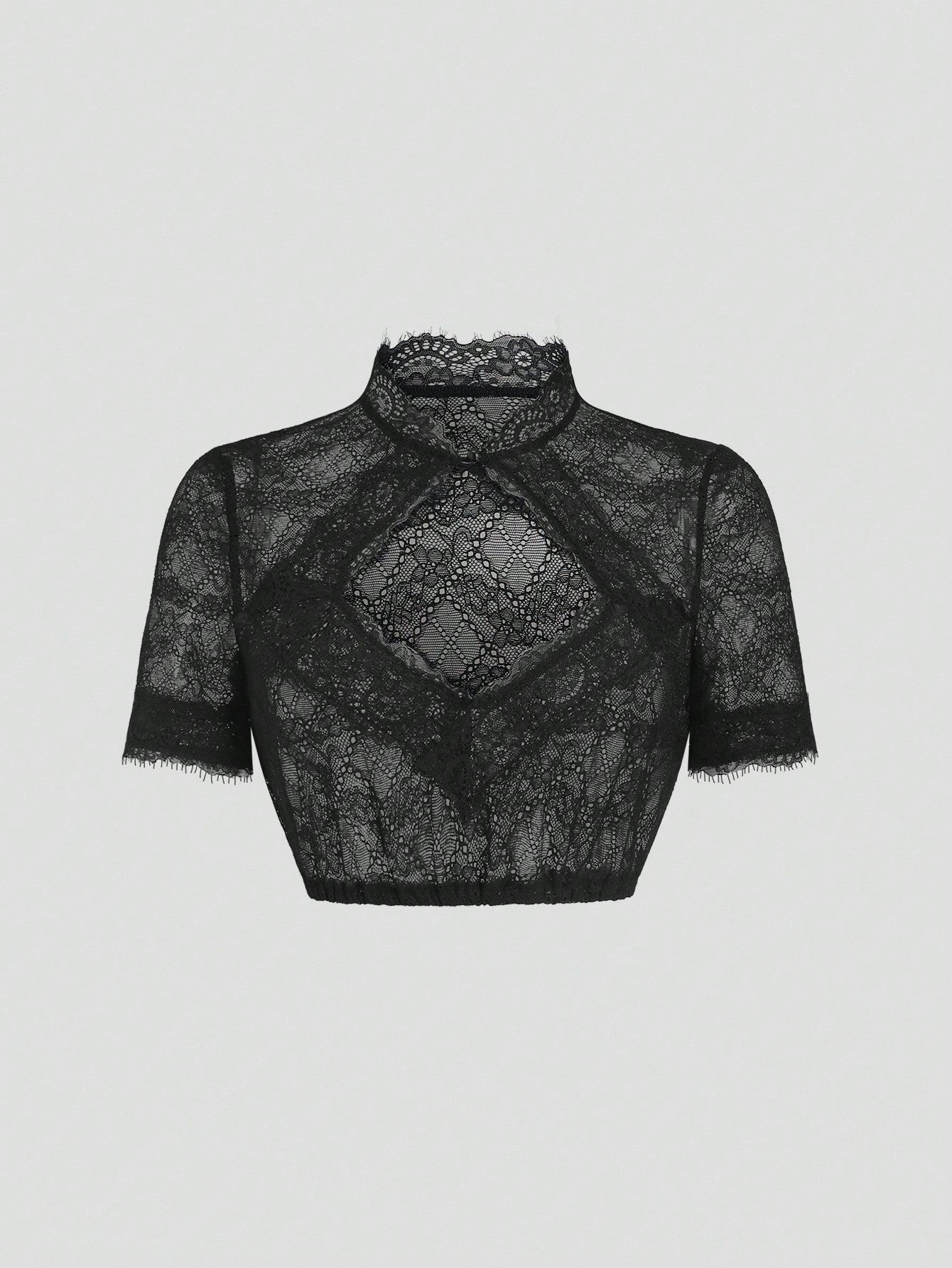 Onyx sheer lace dirndl blouse front