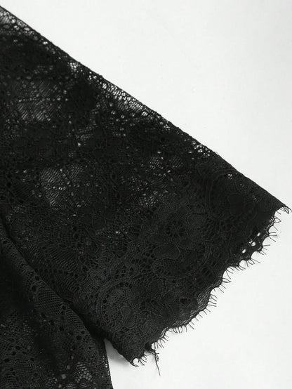 Eyelash lace cuff detail in black