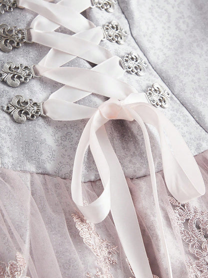 Lace-up eyelet and ribbon detail