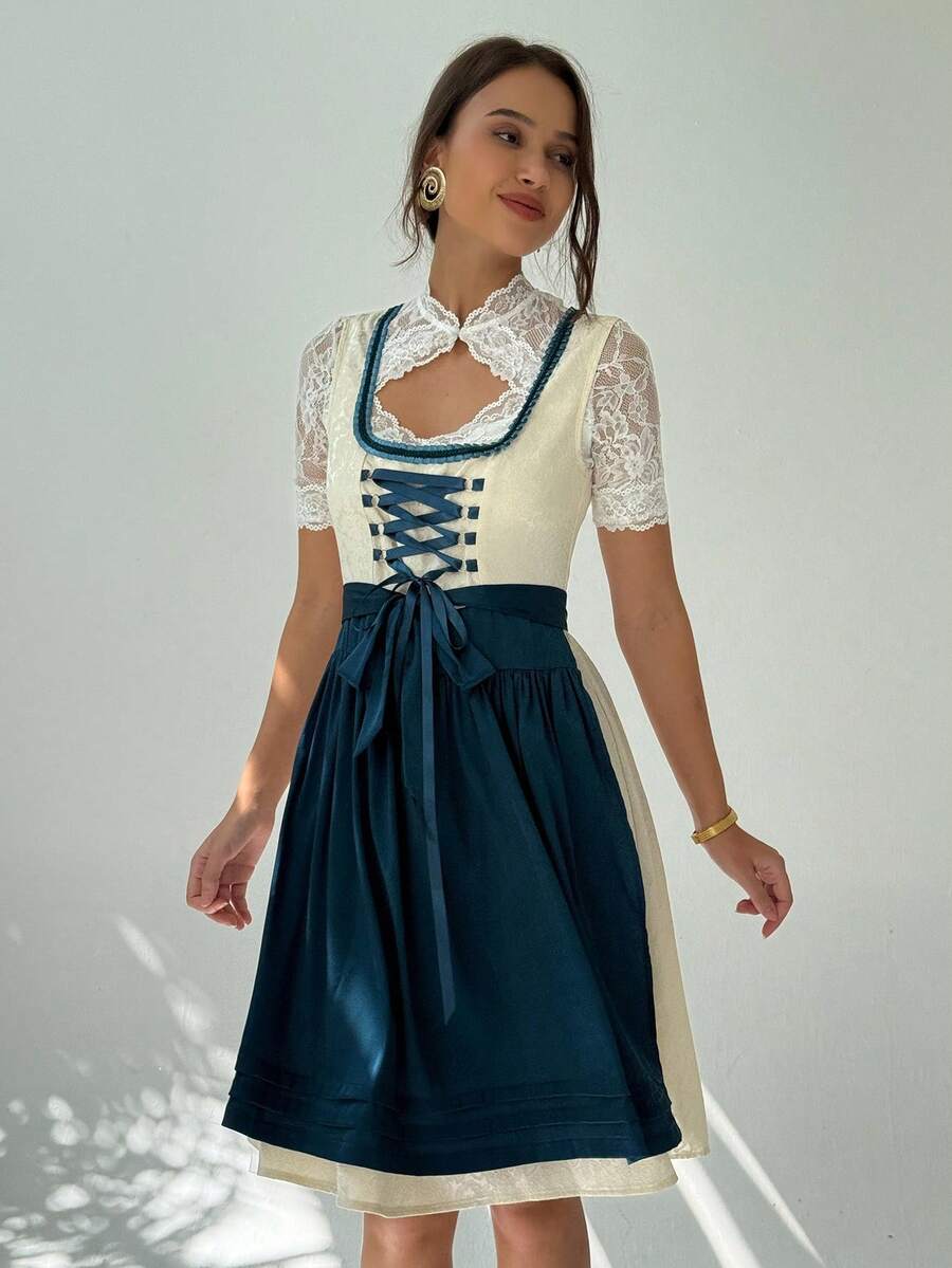 Dirndl dress styled with apron sash