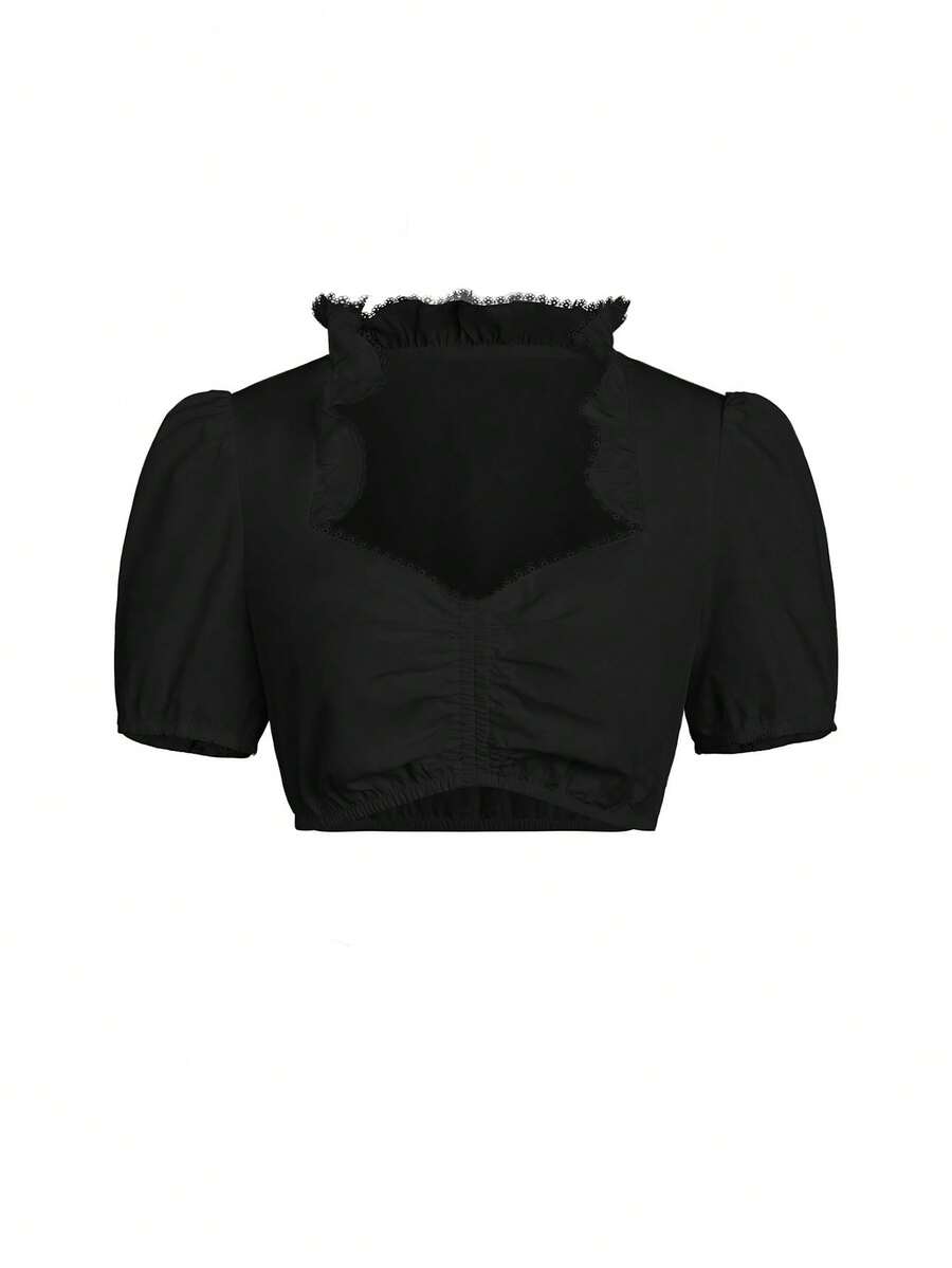 Black cropped dirndl blouse