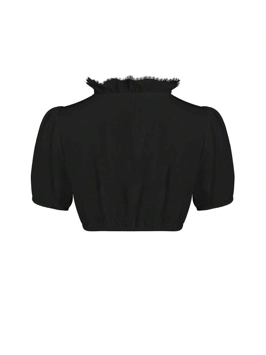 Black dirndl blouse detail