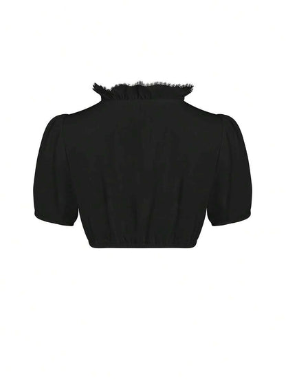 Black dirndl blouse detail