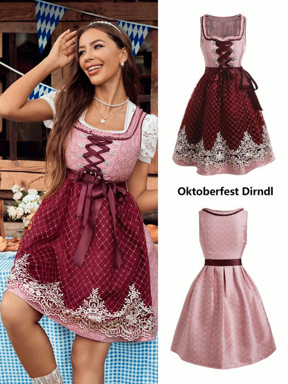 Dirndl dress seated at festival table