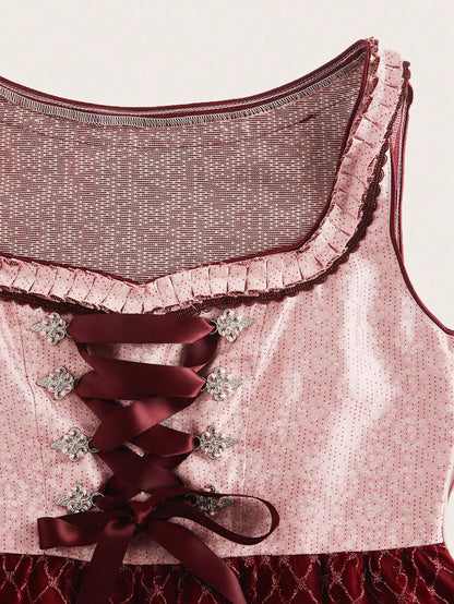 Satin lace-up bodice detail