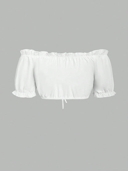 Cropped dirndl blouse back view