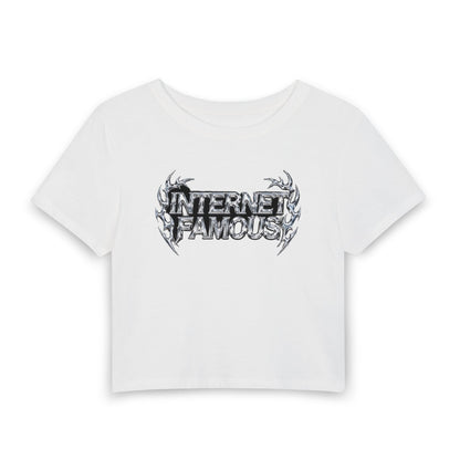 INTERNET FAMOUS Tribal Chrome Baby Tee - Y2K Graphic Fitted Top