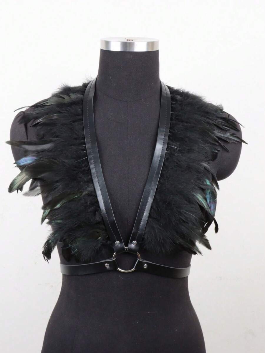 Feather harness front view on form