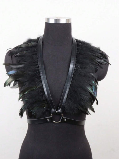 Feather harness front view on form