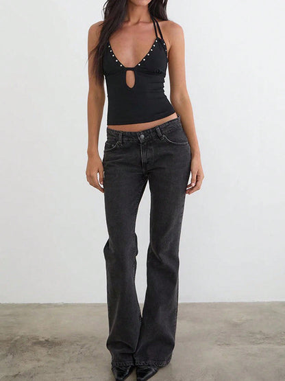 Full length styling shot of the studded halter tank