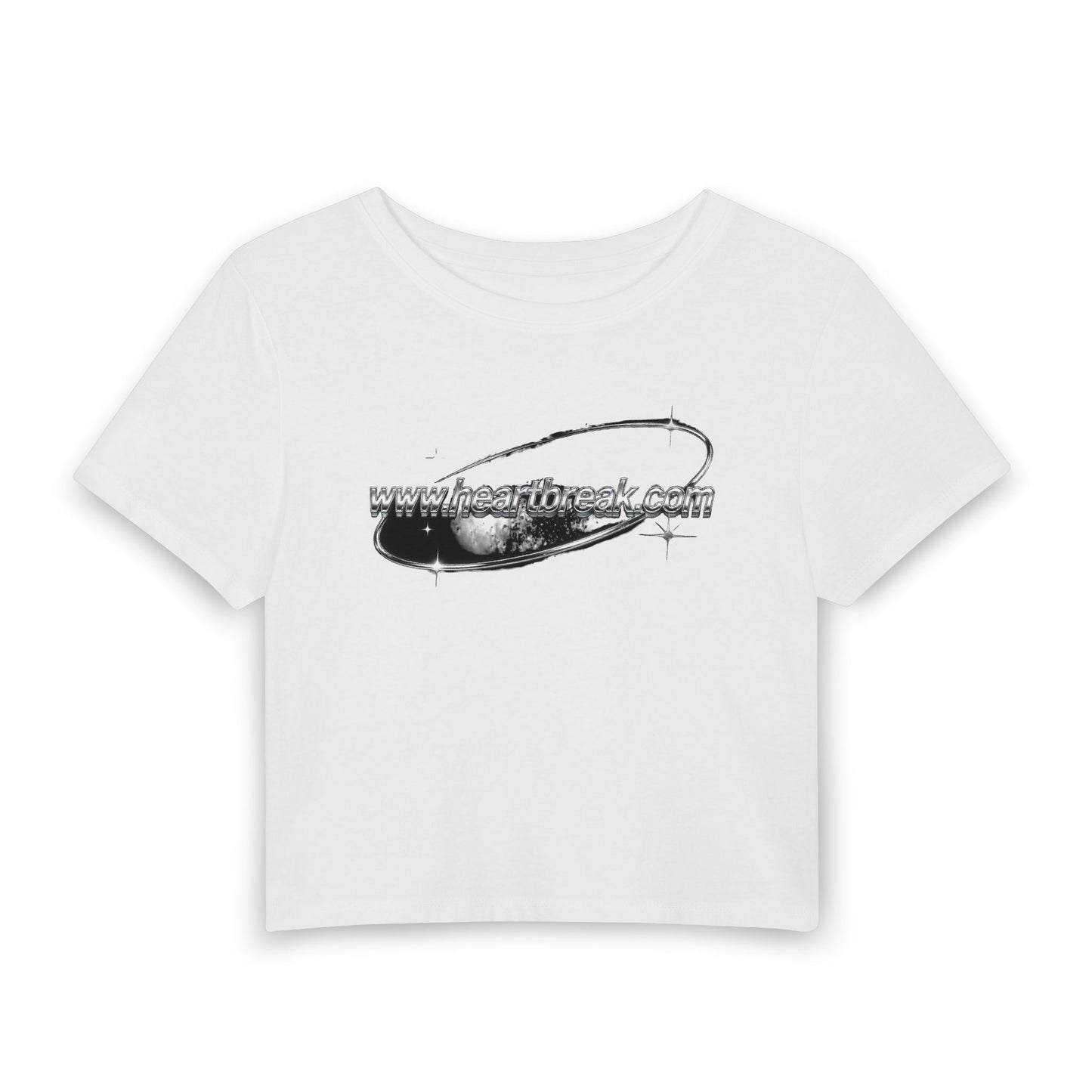 www.heartbreak.com Chrome Orbit Baby Tee - Y2K Graphic Fitted Top