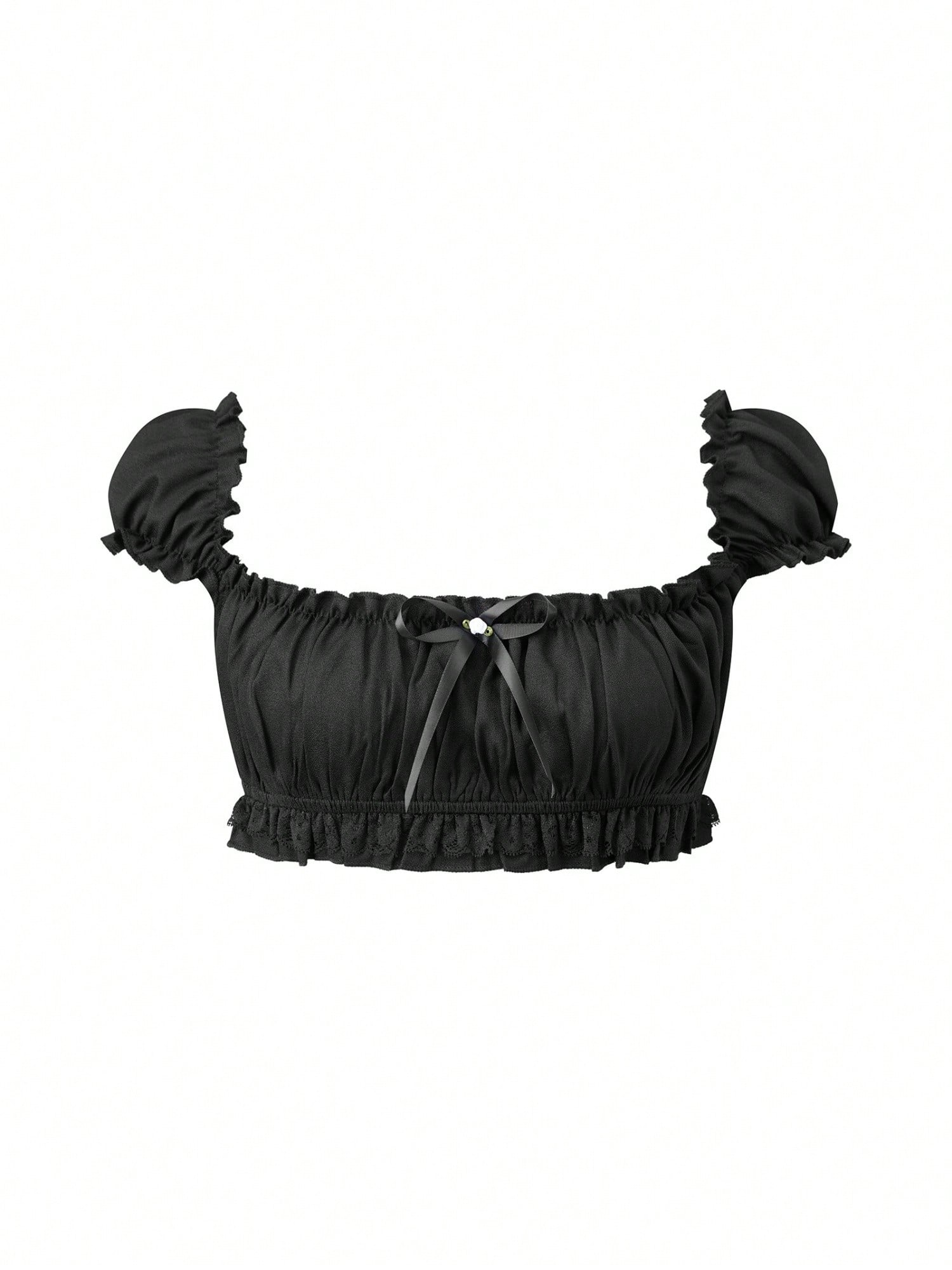 Black Coffee crop top flat lay front