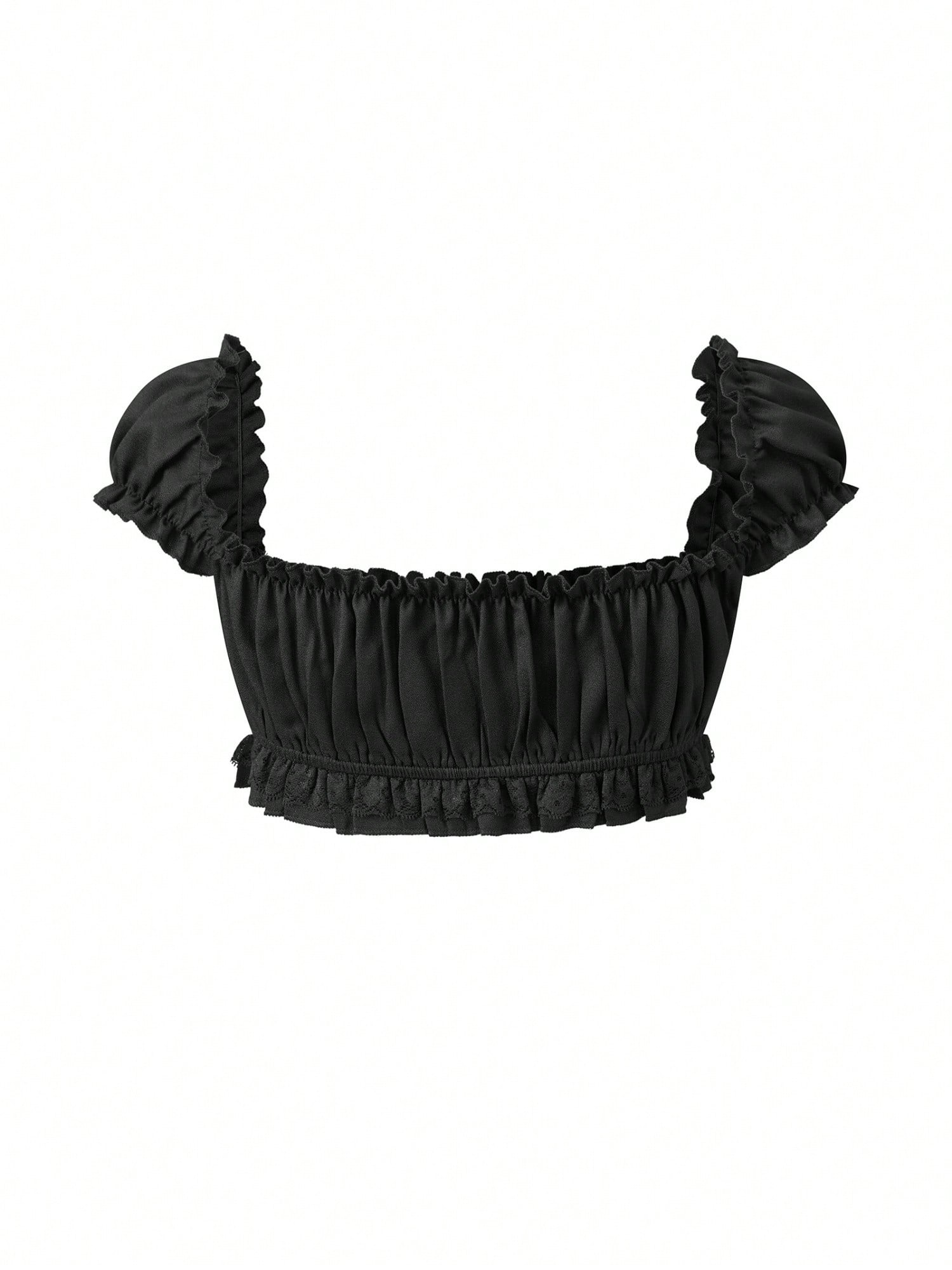 Black Coffee crop top flat lay back