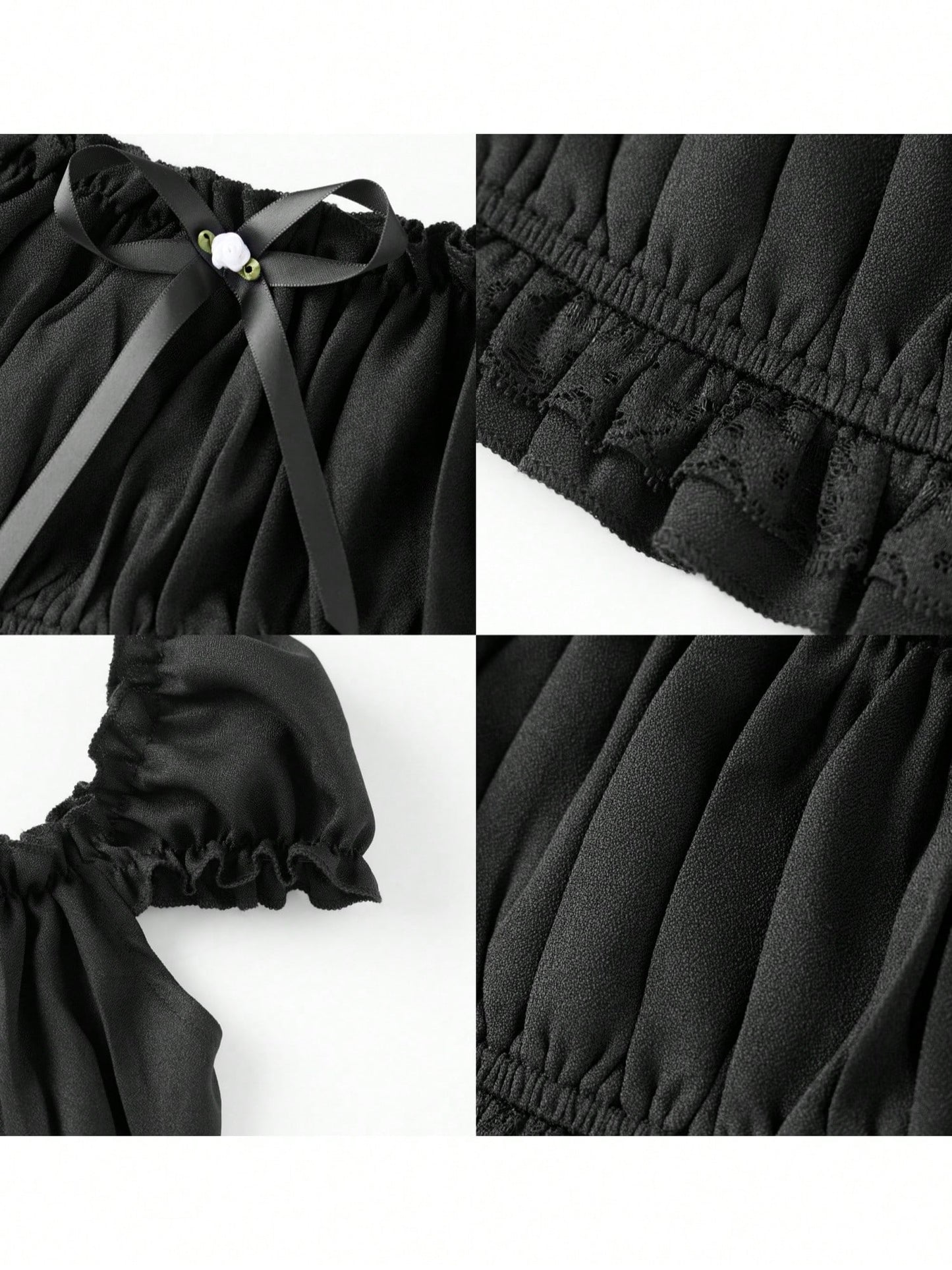Black Coffee crop top fabric and bow detail