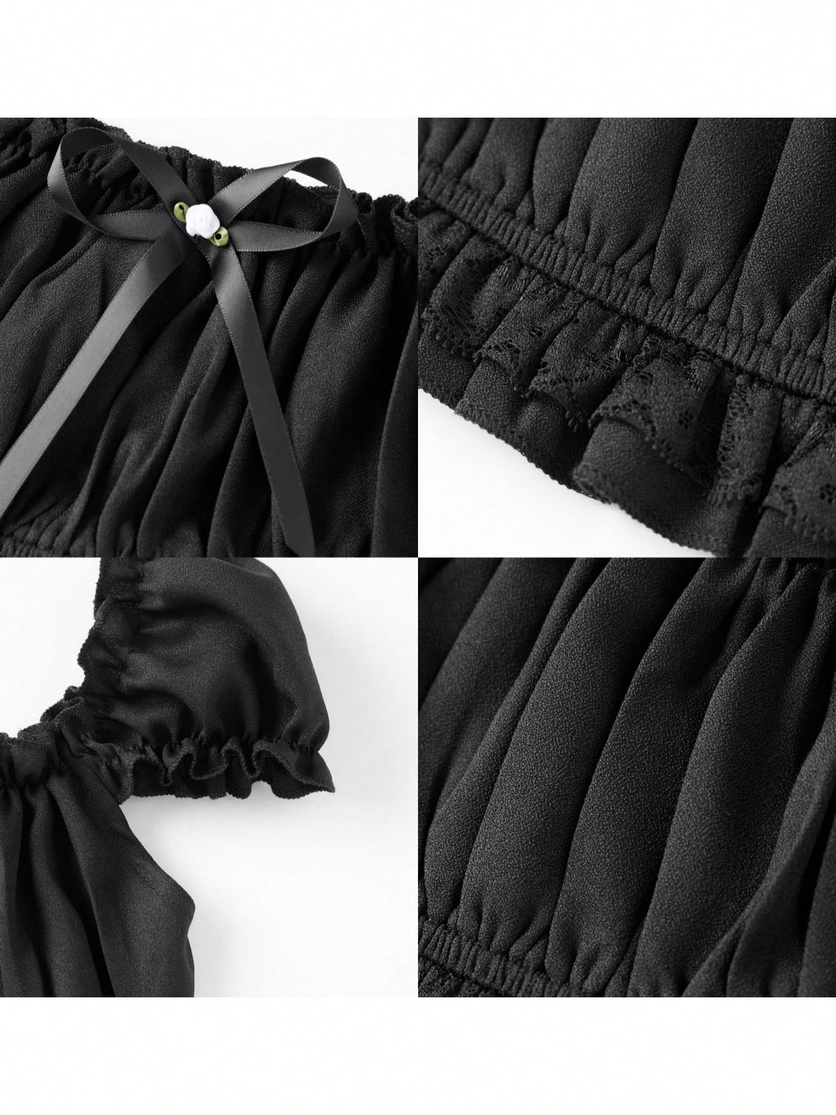 Black Coffee crop top fabric and bow detail