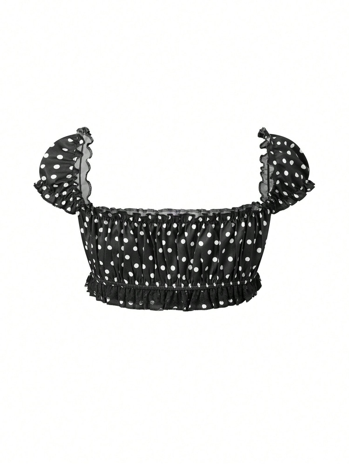Pin Dot Noir crop top flat lay back