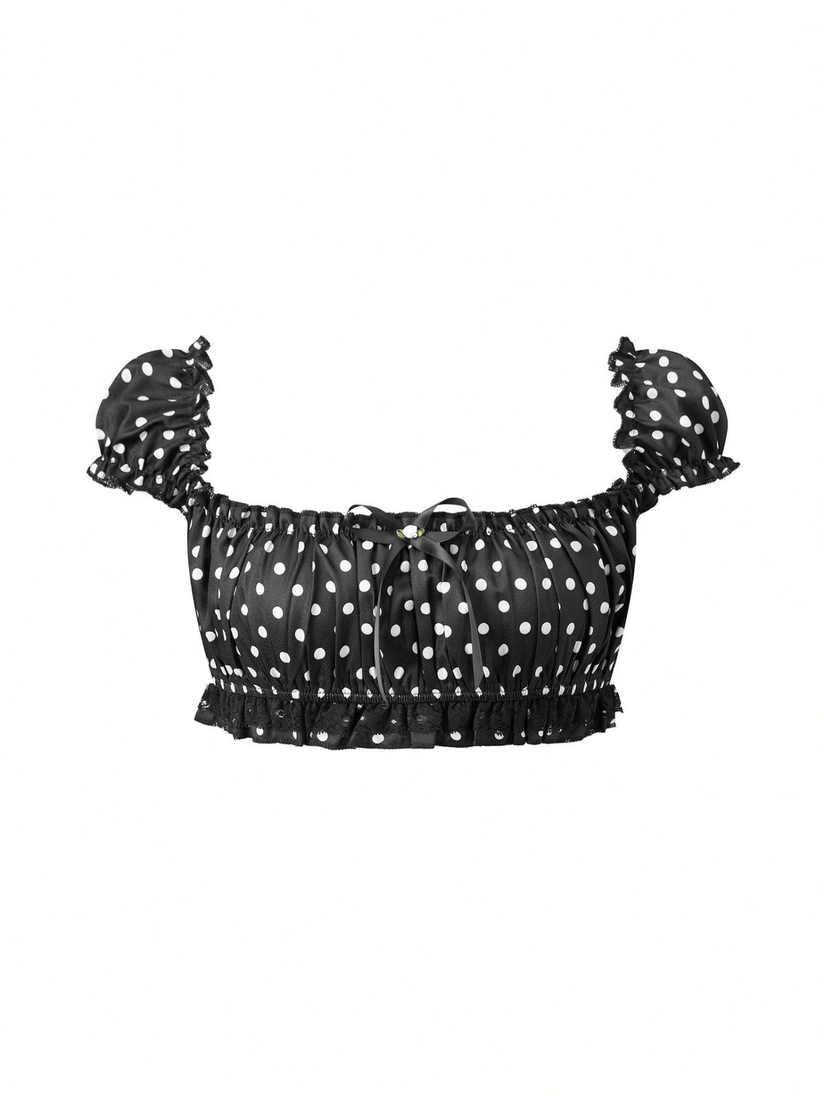 Pin Dot Noir crop top flat lay front