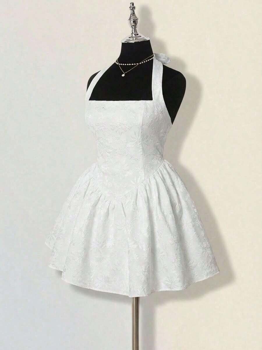 Jacquard mini dress angled view