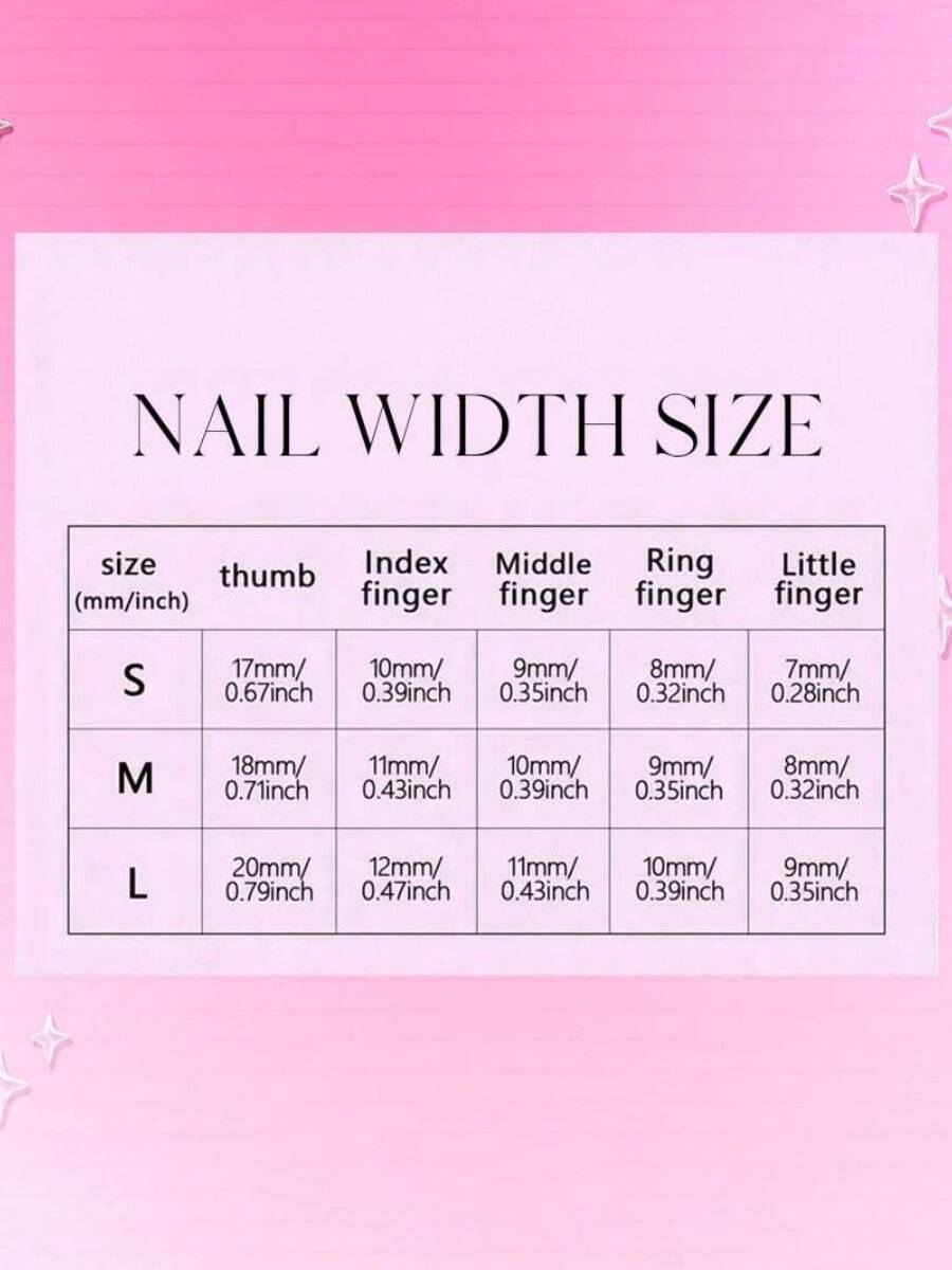 Nail width size chart with nail bed widths per finger