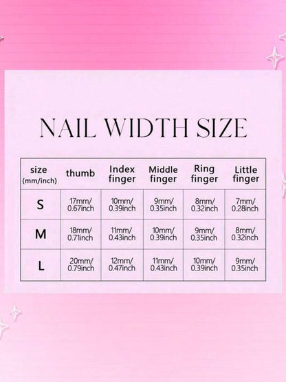 Nail width size chart with nail bed widths per finger