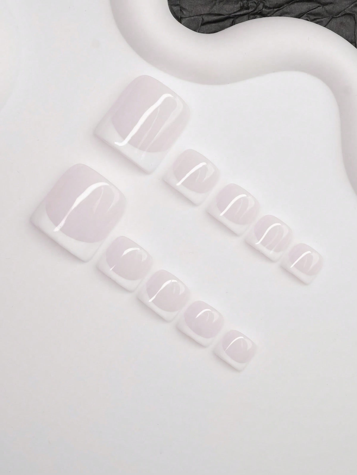 White French press-on toenails, full set