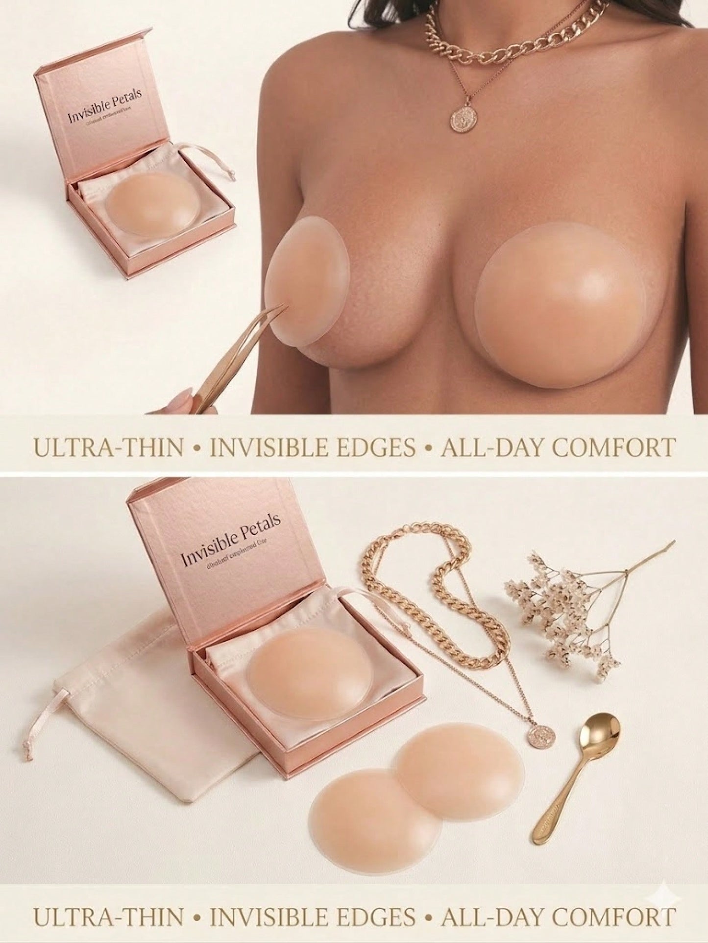 No-Show Silicone Petals on model