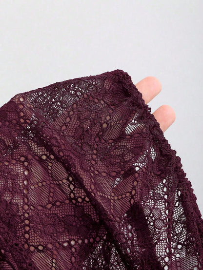 Oxblood lace sleeve detail