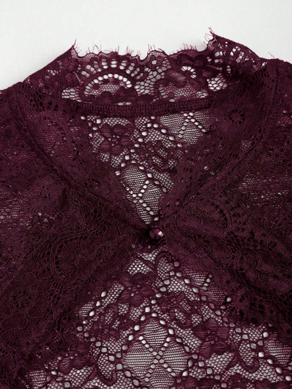 Oxblood stand collar and keyhole detail
