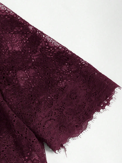 Oxblood eyelash lace cuff