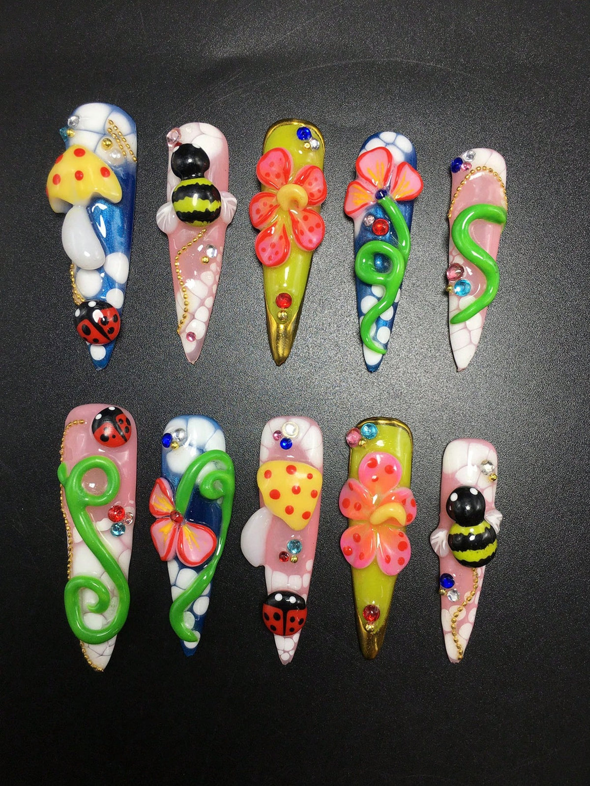 Bug Bloom press-on nails, second angle