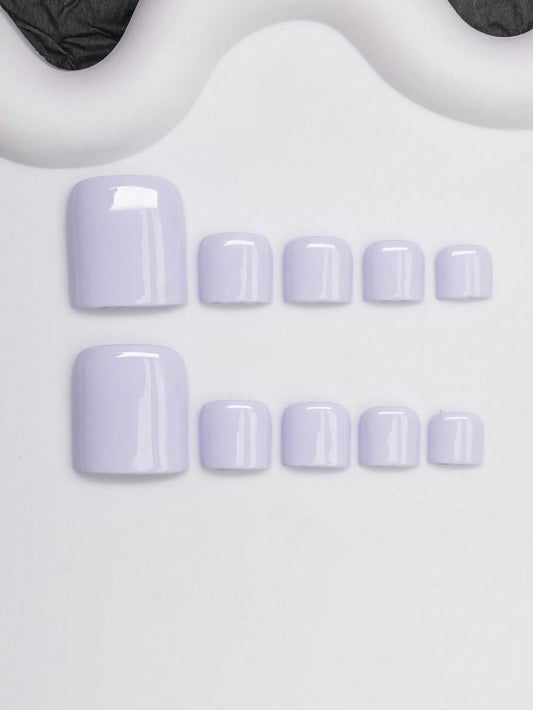 Taro lavender gloss short square press-on toenails