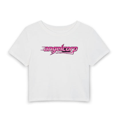 angelcorp Pink Racing Baby Tee - Y2K Graphic Fitted Top