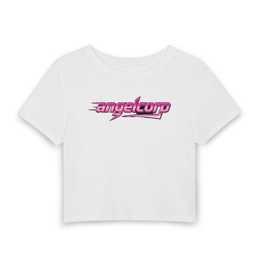 angelcorp Pink Racing Baby Tee - Y2K Graphic Fitted Top