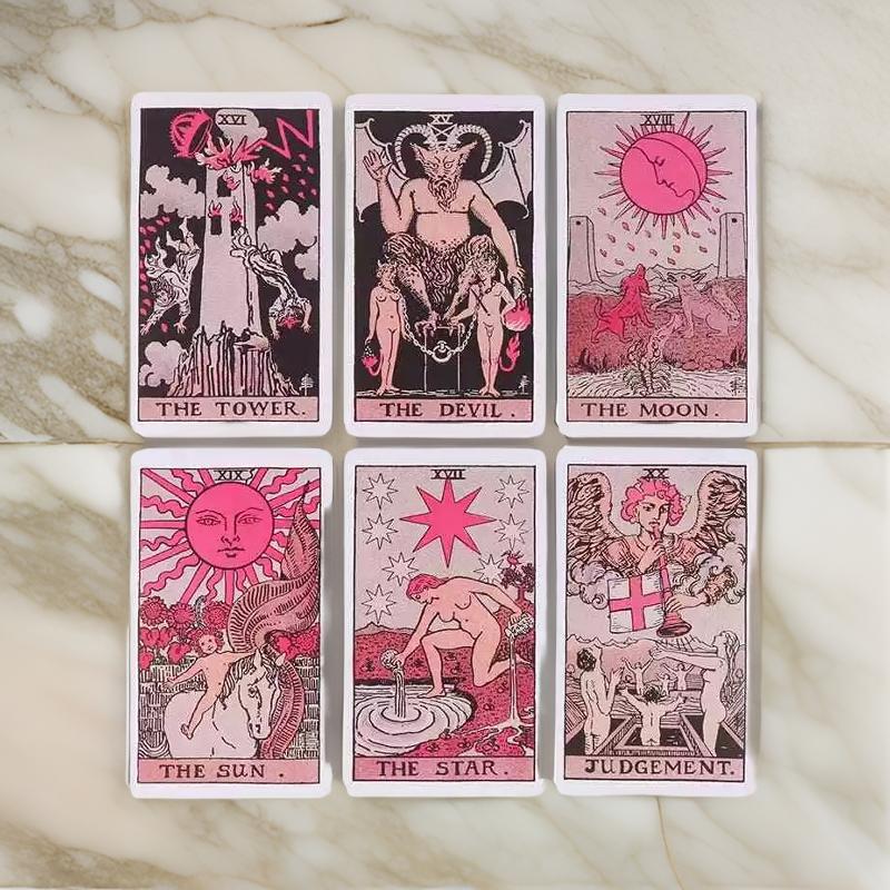 Pink Rider Waite Tarot Cards Deck for Beginners