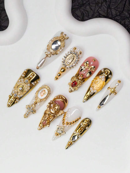 Baroque stiletto press-on nails, full set