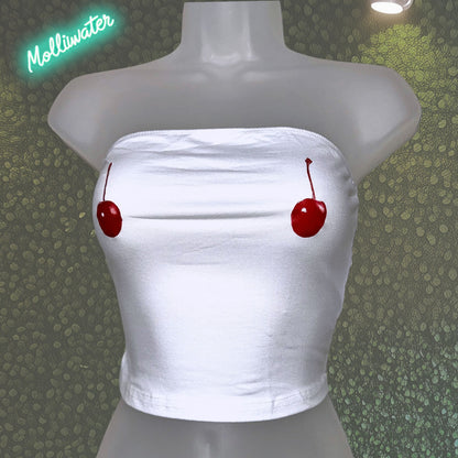 Cherry Pop Strapless Crop Top