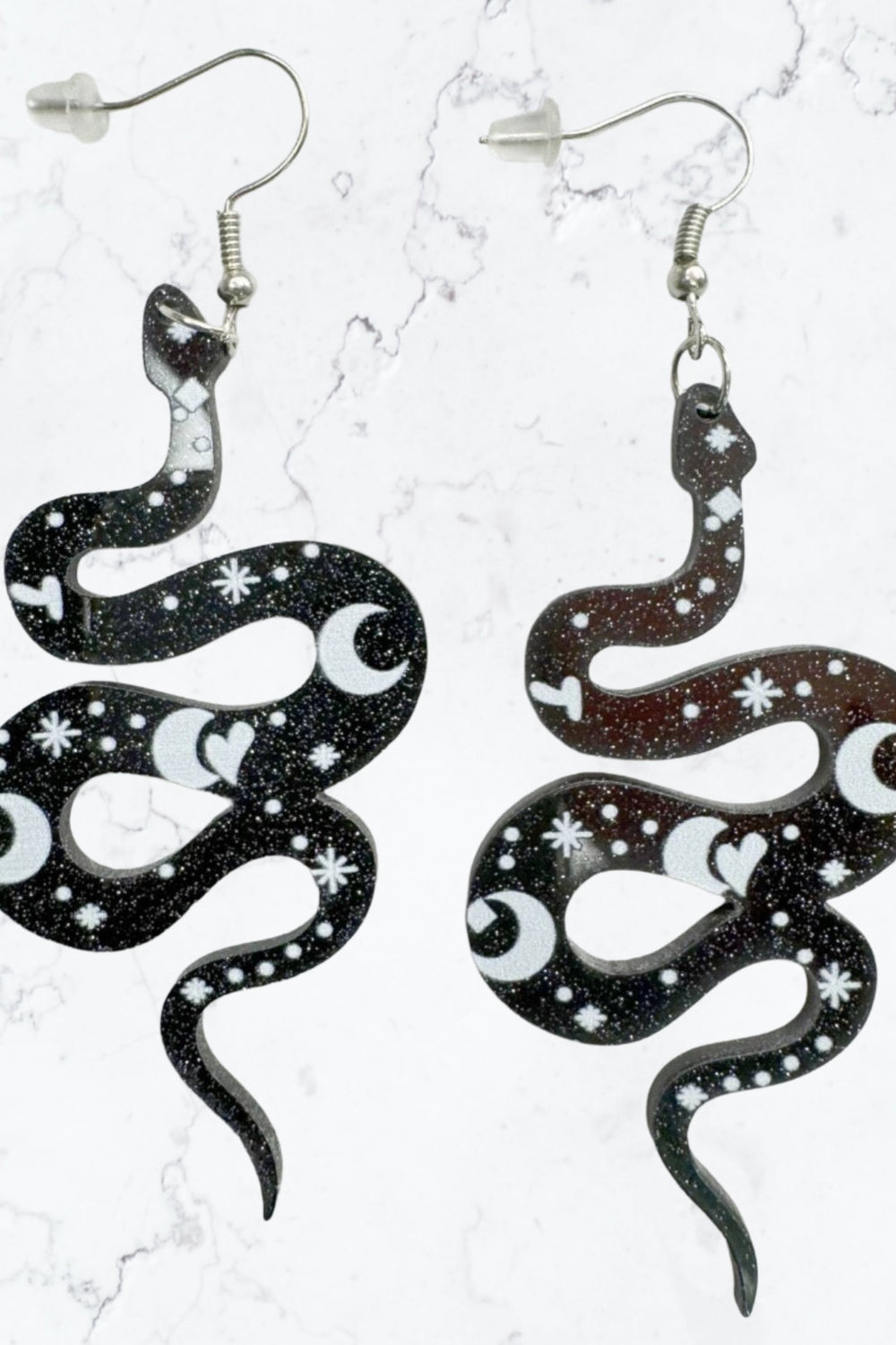 Cosmic Serpent Dangles - Snake Drop Statement Earrings
