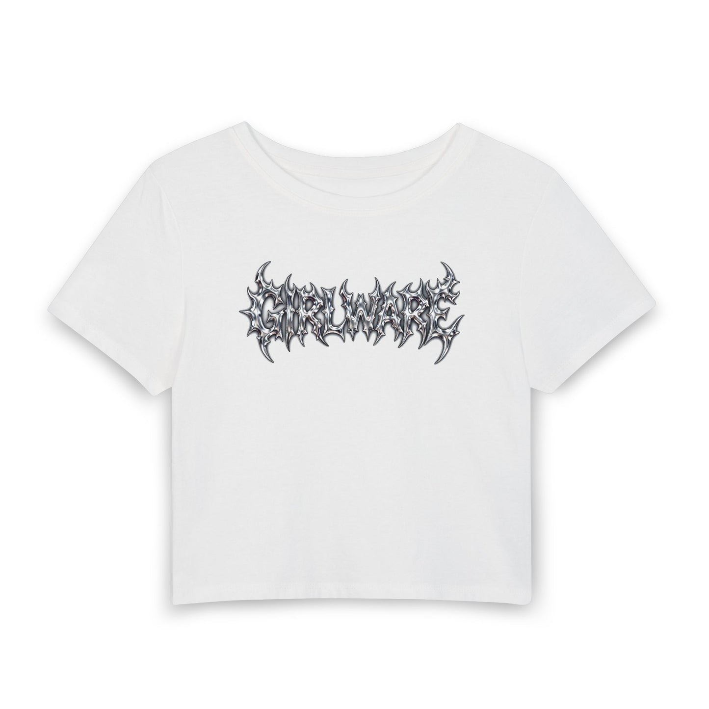 GIRLWARE Tribal Chrome Baby Tee - Y2K Graphic Fitted Top