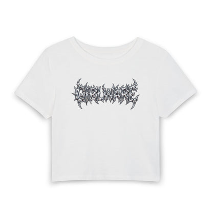 GIRLWARE Tribal Chrome Baby Tee - Y2K Graphic Fitted Top