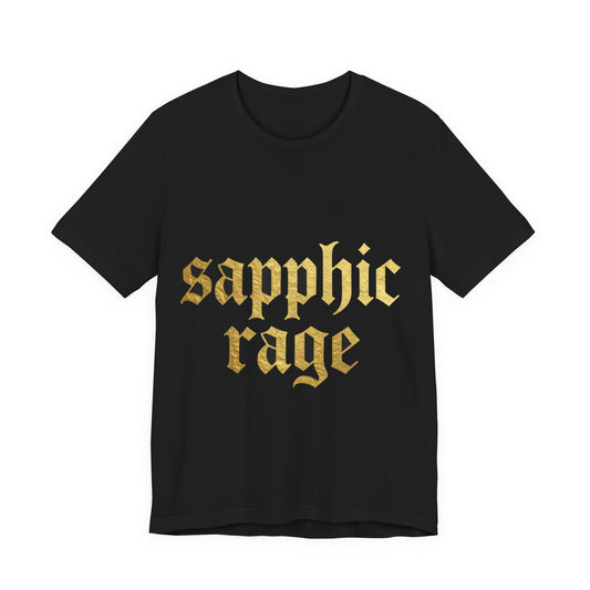 sapphic rage Gothic Blackletter Tee - Y2K Graphic Classic Cotton Top