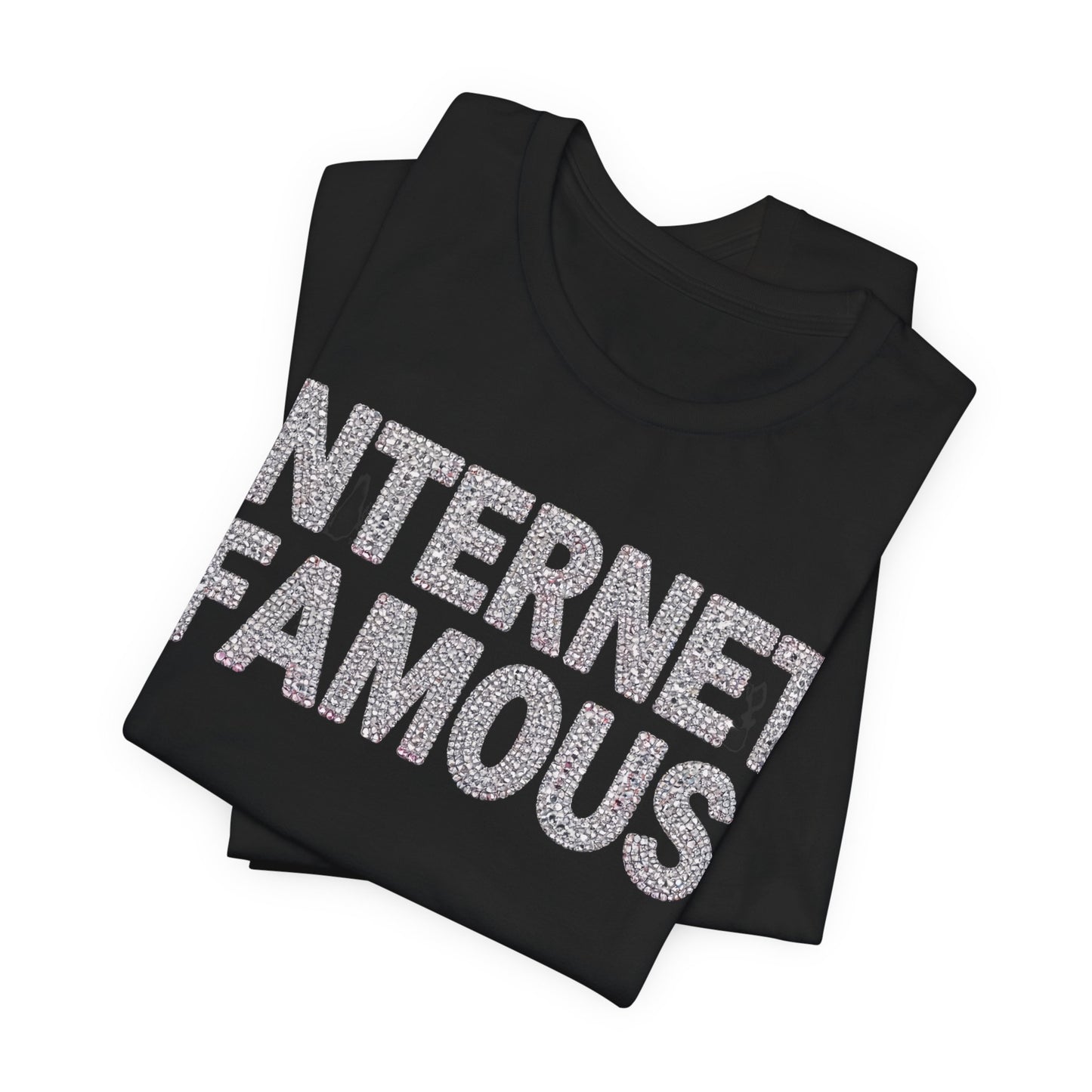 INTERNET FAMOUS Rhinestone Tee - Y2K Graphic Classic Cotton Top
