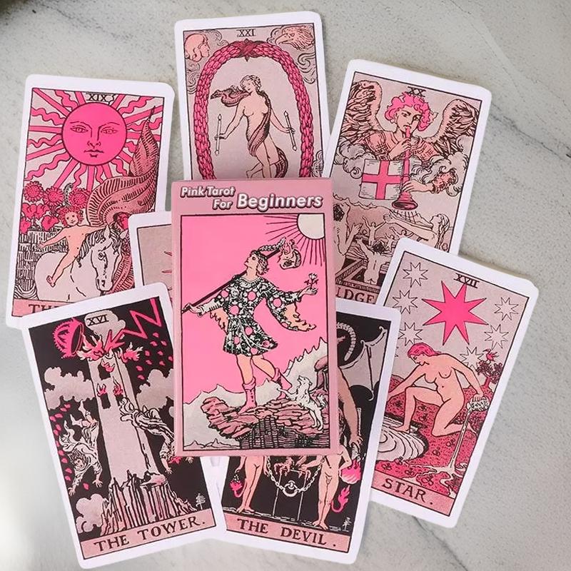 Pink Rider Waite Tarot Cards Deck for Beginners