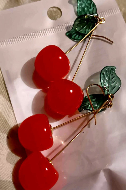 Red Cherry Dangle Earrings