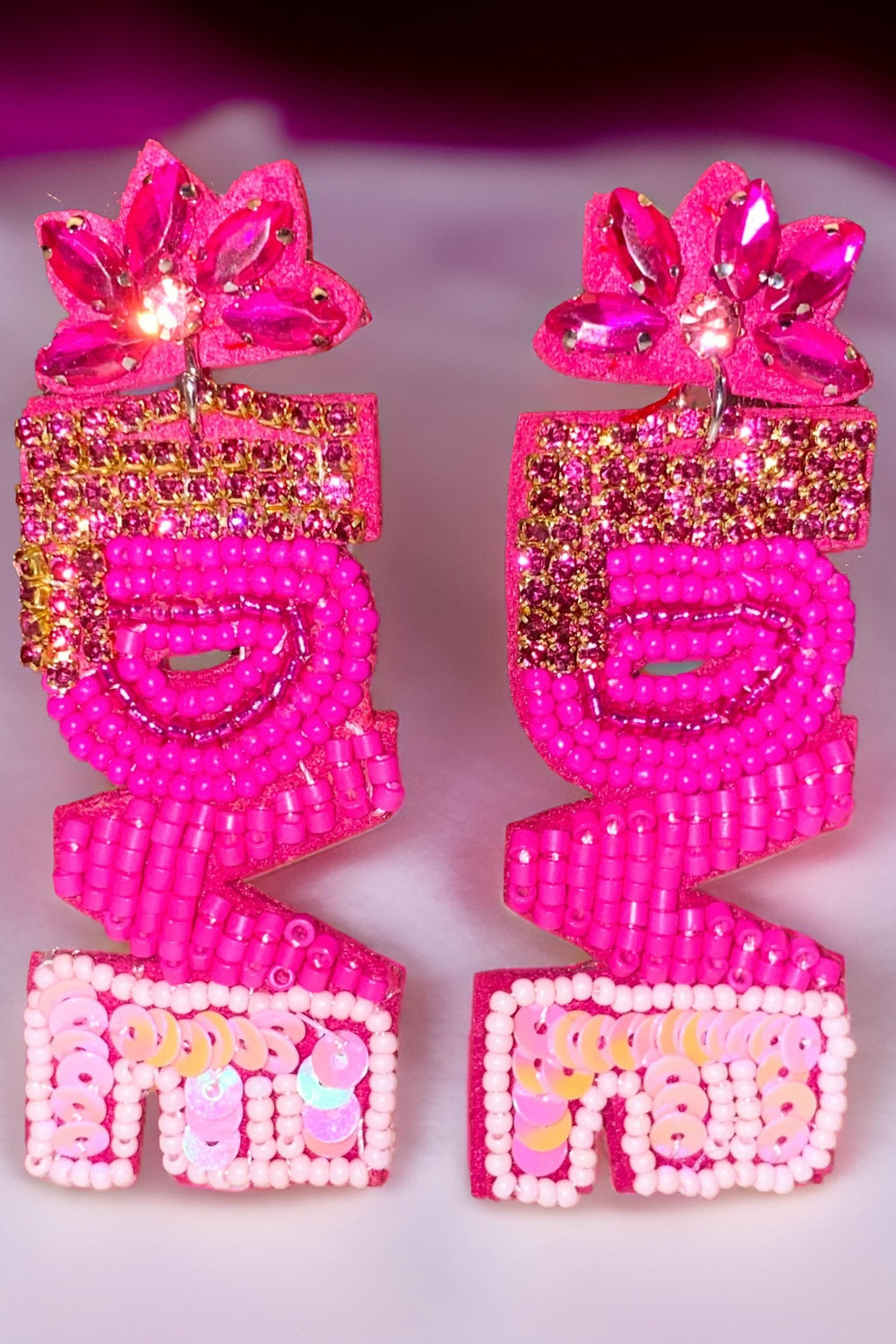 Love Spark Beaded Earrings - Heart Charm Drops
