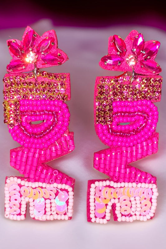 Love Spark Beaded Earrings - Heart Charm Drops