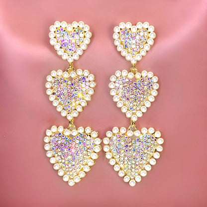 Glitterglam Heart Tiered Dangle Earrings