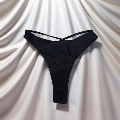 Strappy High Cut Black Swim Bottoms