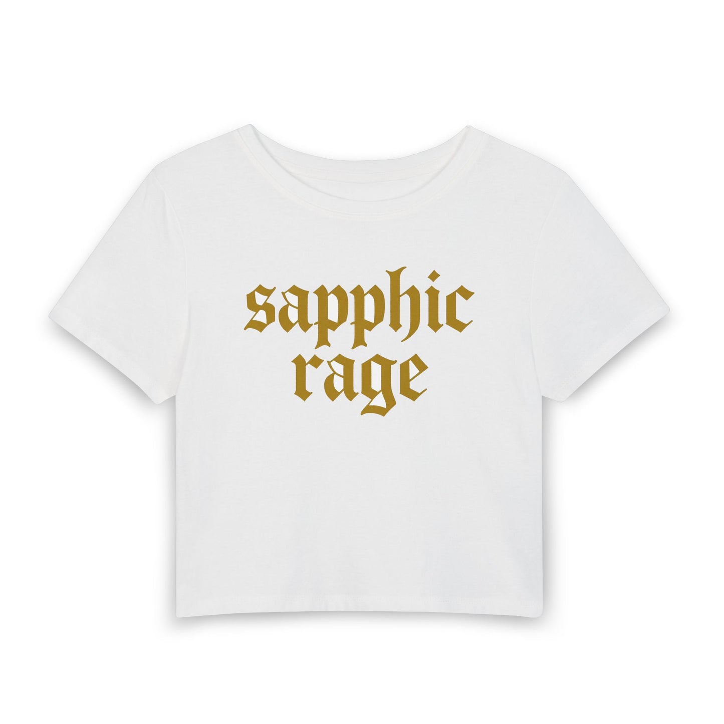 sapphic rage Gothic Blackletter Baby Tee - Y2K Graphic Fitted Top